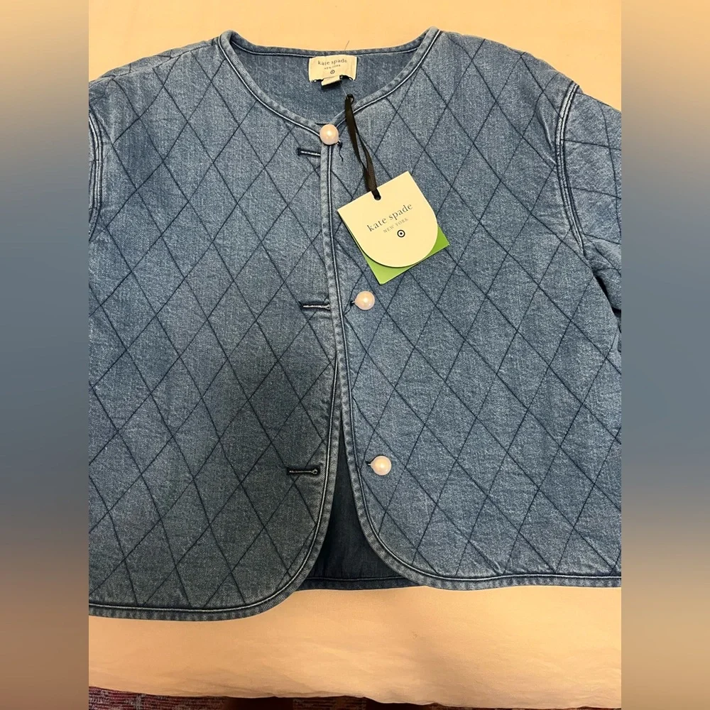 Kate Spade Blue Diamond-Quilted Jean Jacket